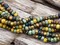 33/0 Aged Caribbean Striped Picasso Seed Bead Mix (9" Strand)